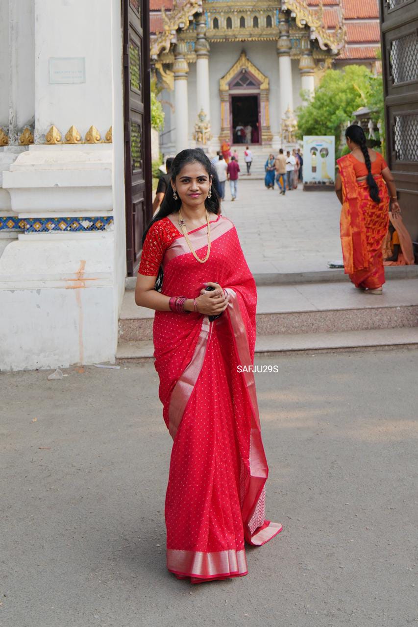 Georgette saree with zari weaving YYY