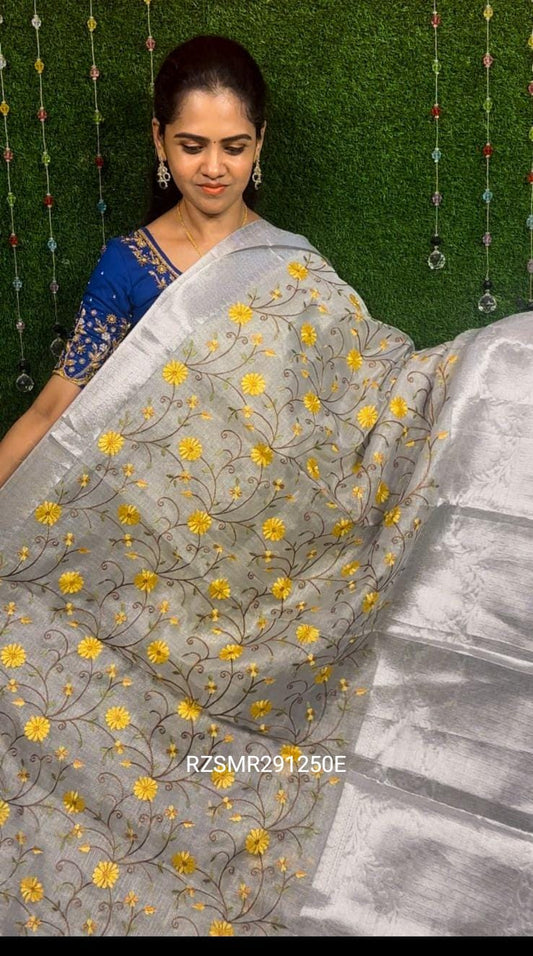 Silver tissue saree