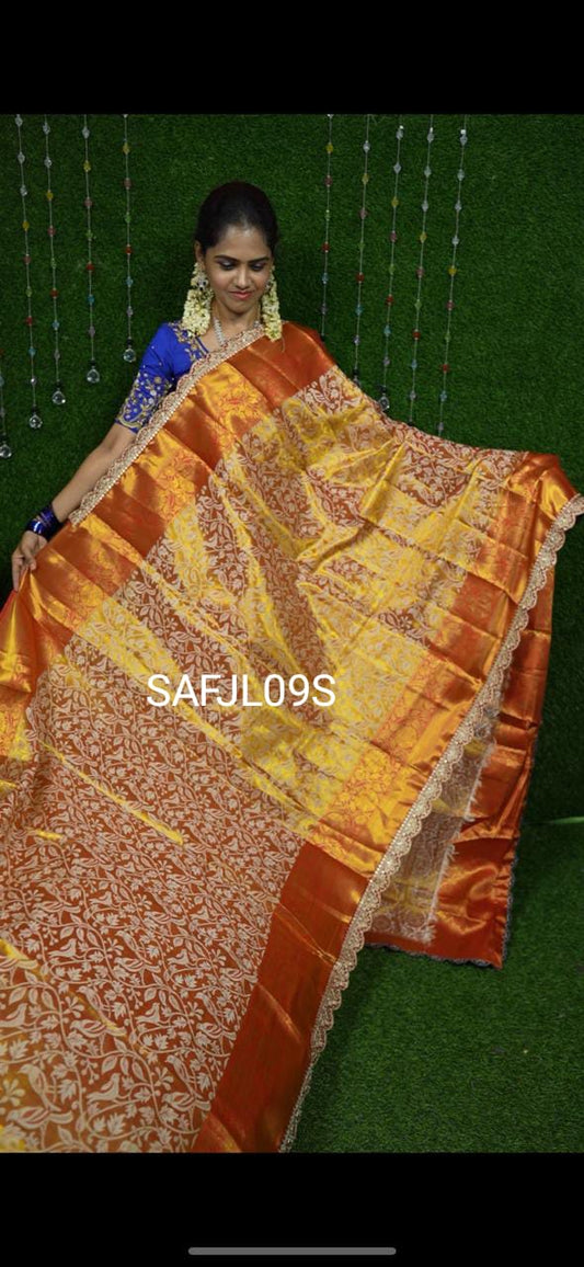 Bridal semi silk saree red colour