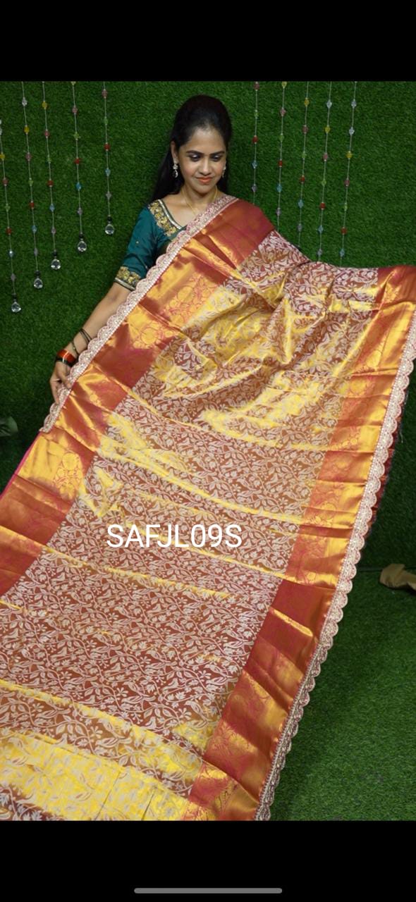 Bridal semi silk sarees pink colour