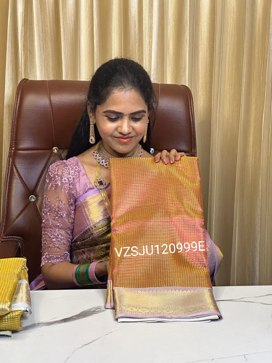 Tissue saree with golden zari weaving buttas YYY