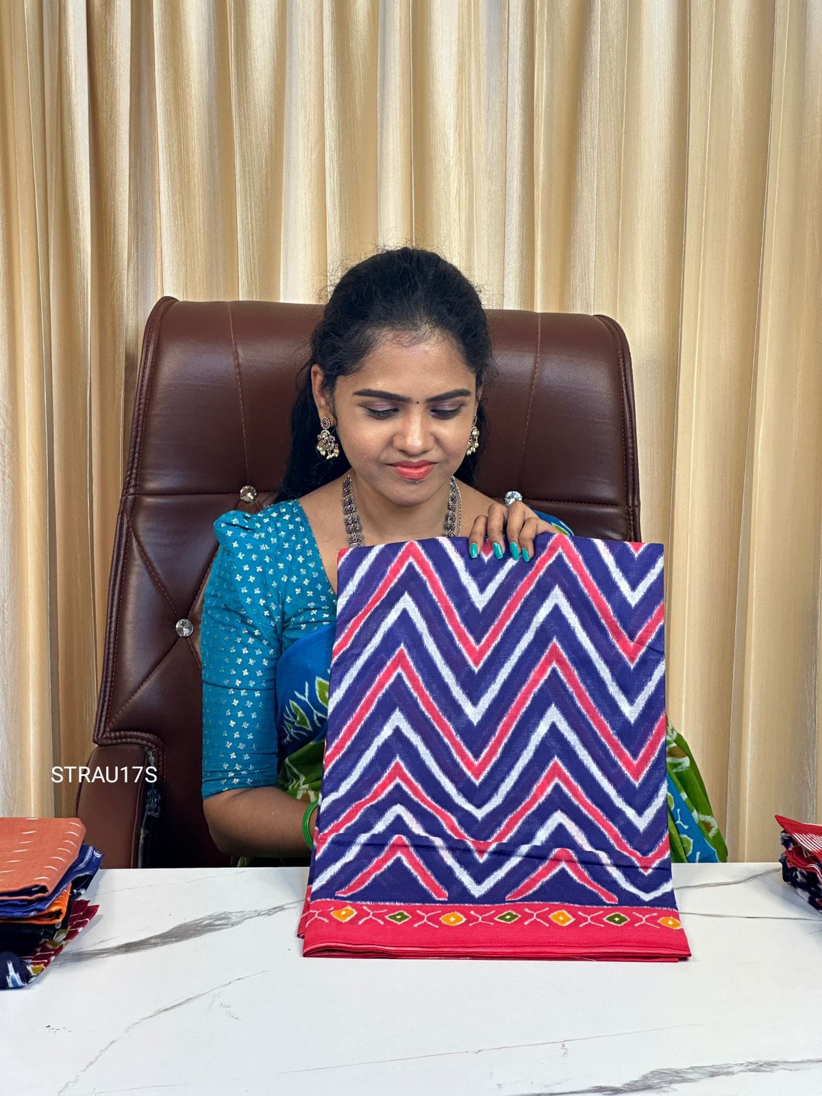 Cotton jaipur block print saree.