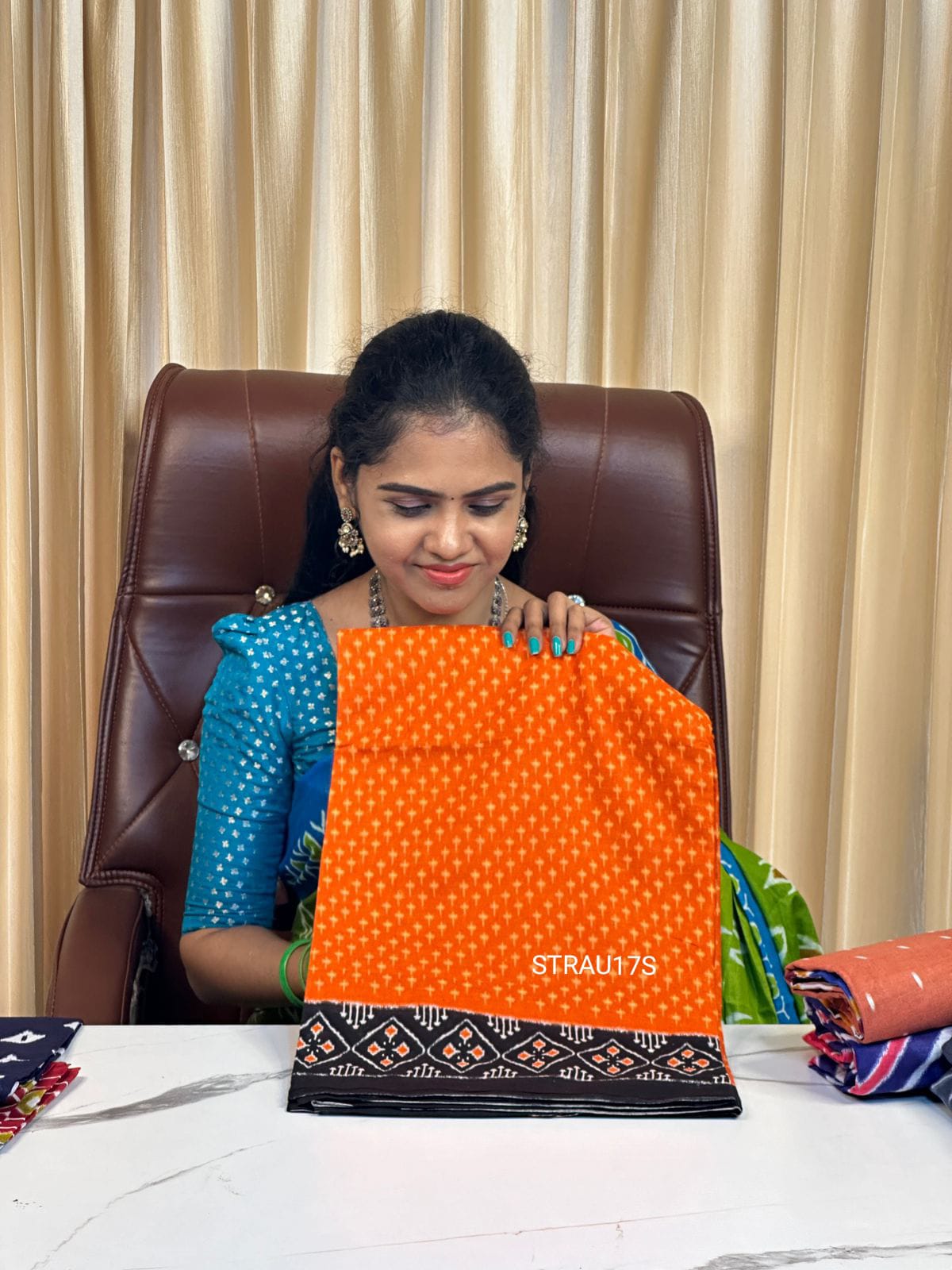 Cotton jaipur block print saree.