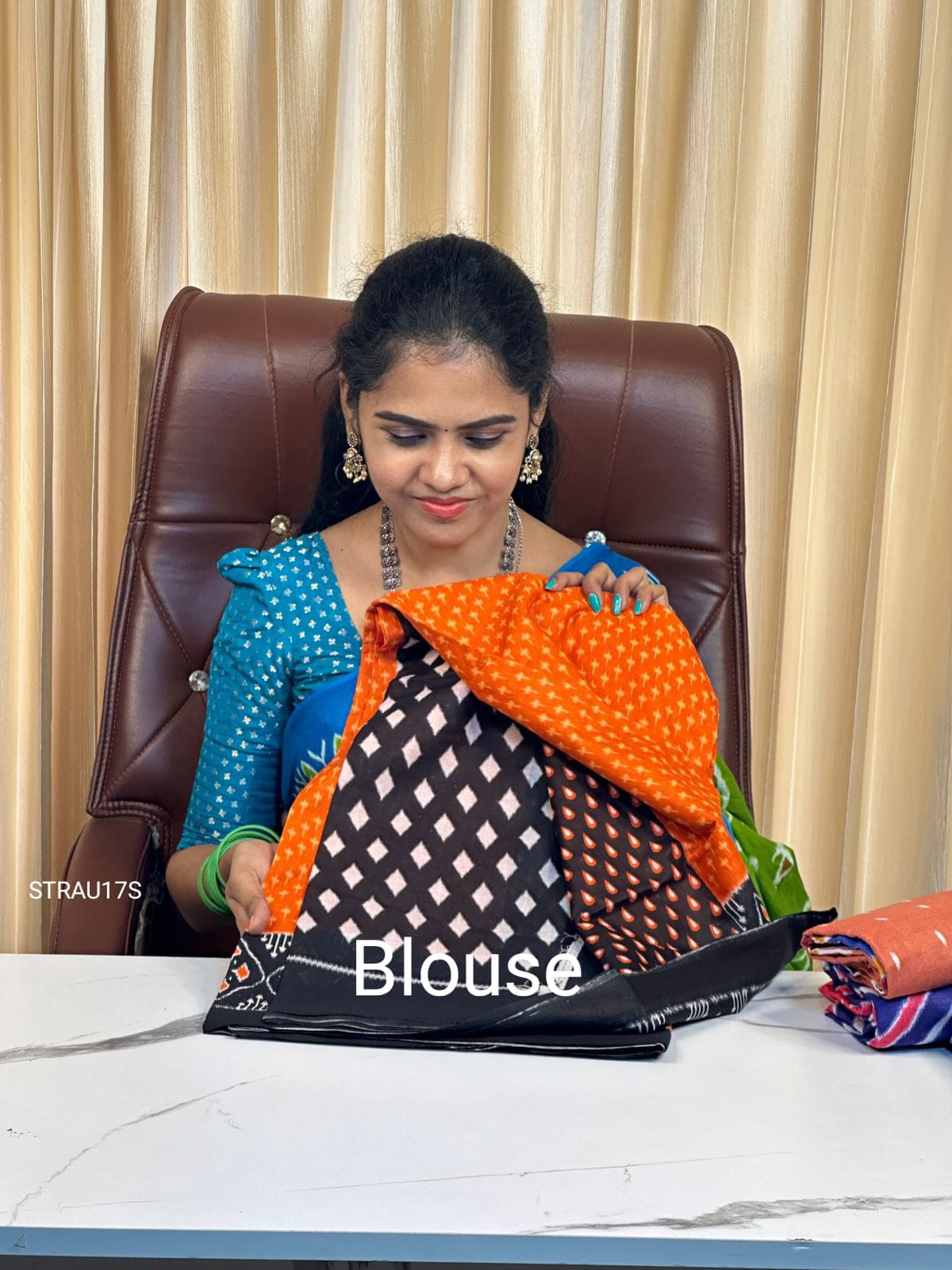 Cotton jaipur block print saree.