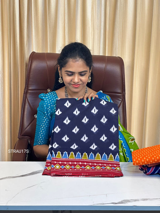 Cotton jaipur block print saree.