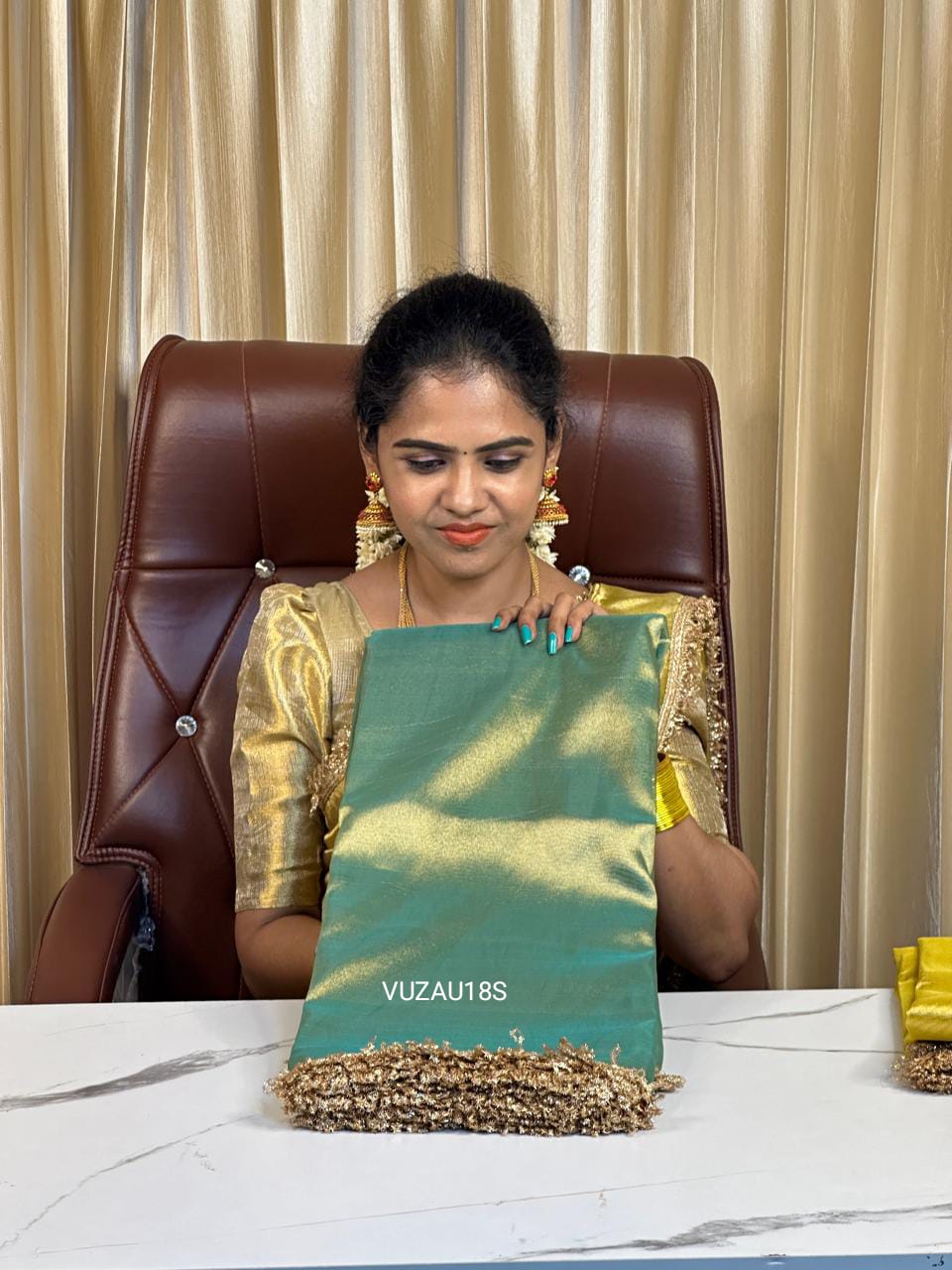 Golden tissue saree