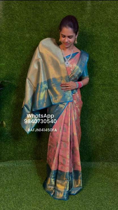 Kanchipuram inspired bridal tissue silk saree