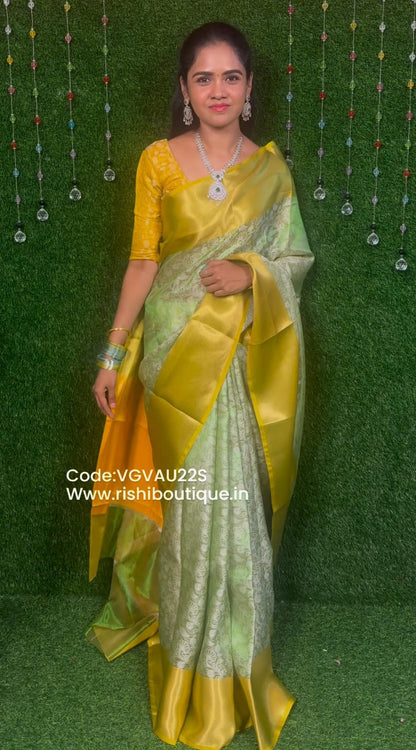 Embroidery designs in Katan tissue sarees.YYY