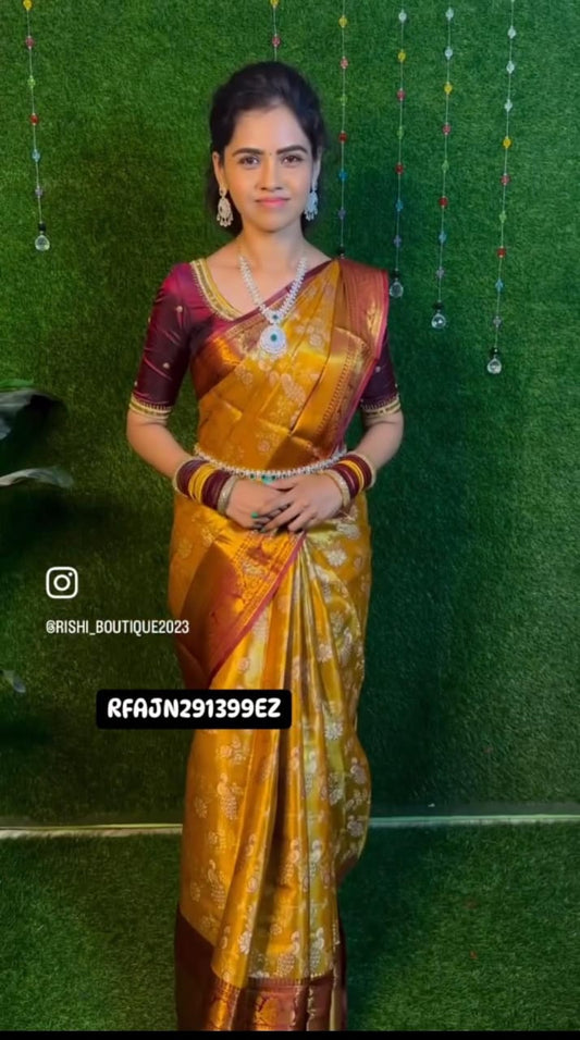 Kanchipuram inspired Kanchi semi silk sarees.