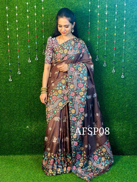 Tussar semi silk saree