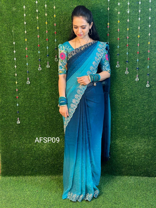 Party wear shimmer georget saree