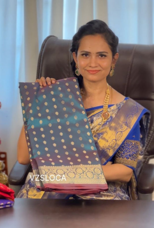 Semi soft silk 1000 buttas saree with zari weaving blouse and Pallu🥳