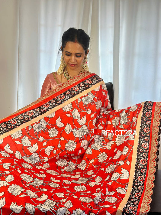 Trending design semi tussar silk saree with lace border