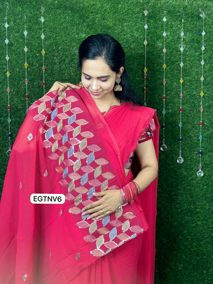 Party wear cut work saree with work blouse.