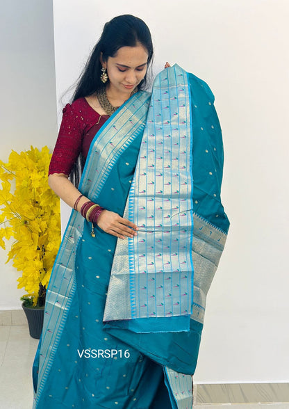 paithani border soft silk saree with 1000 buttas