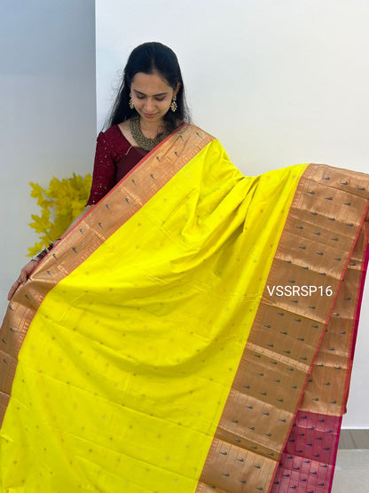 paithani border soft silk saree with 1000 buttas