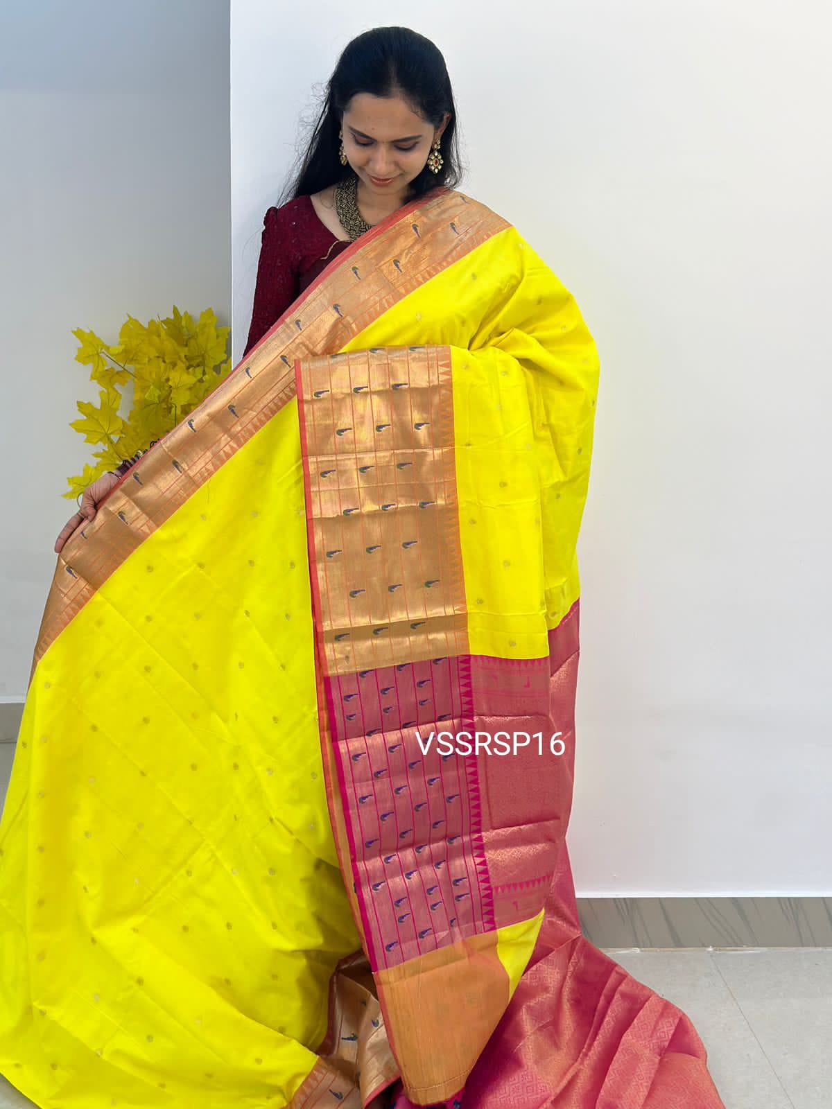 paithani border soft silk saree with 1000 buttas