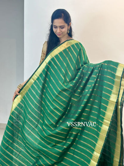 Manglori semi silk soft cotton sarees with plain blouse border to sleeves