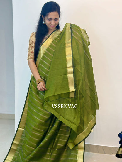 Manglori semi silk soft cotton sarees with plain blouse border to sleeves