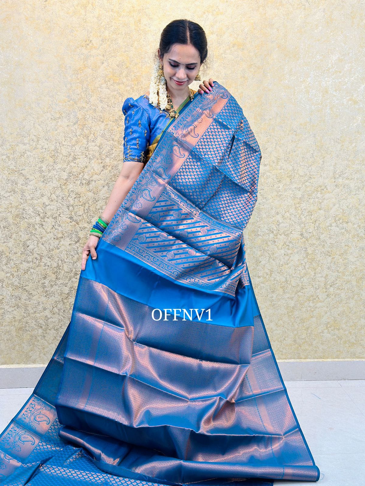 Semi silk saree with full zari  Offer price