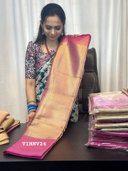 Jyothika inspired saree pink border shade 3