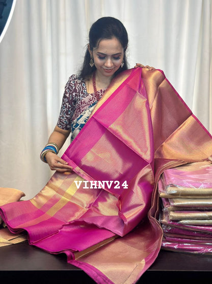 Jyothika inspired saree pink border shade 3