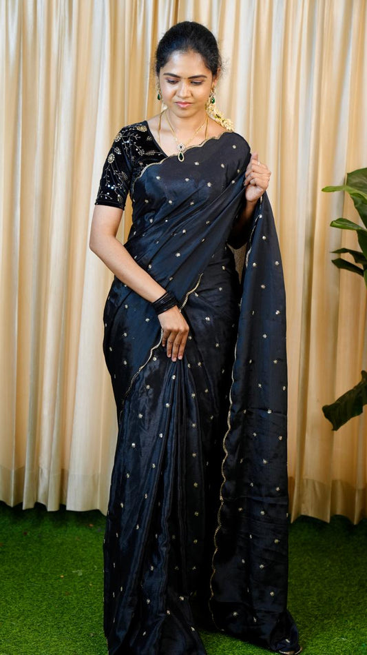 Designer saree with ready made blouse