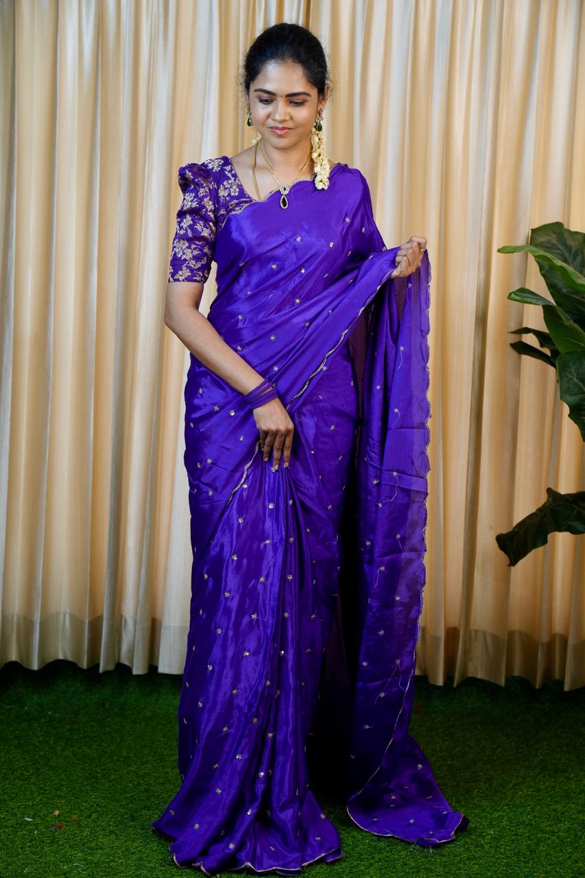 Designer saree with ready made blouse