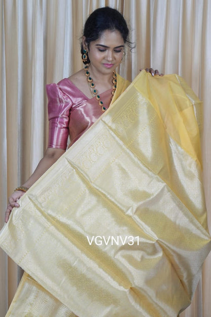 Katan tissue saree yellow