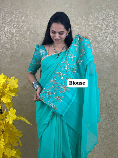 Premium quality chiffon saree with lace work border