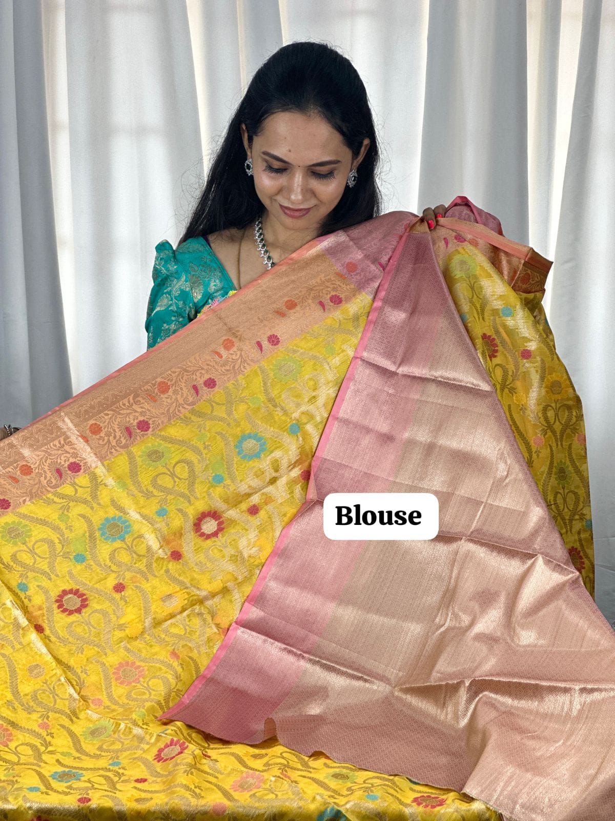 Premium quality shining multi color katan silk saree