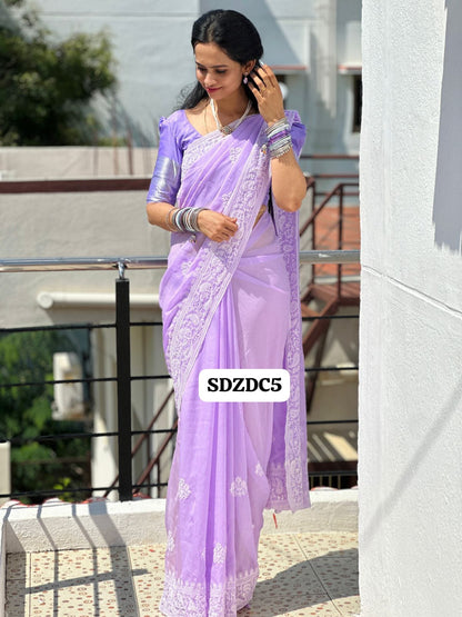 Designer saree with embroidery border prebook