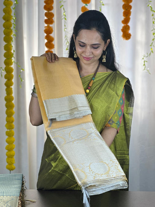 Tissue saree with silver border