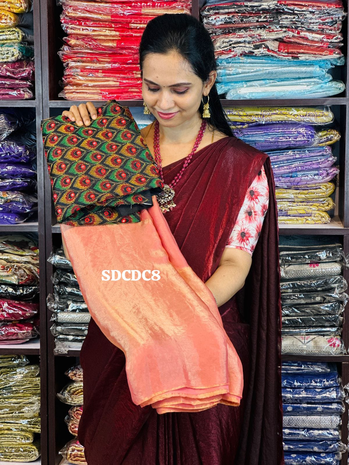 *Work blouse with Most hit space silk saree- Prebook 2 weeks dispatch