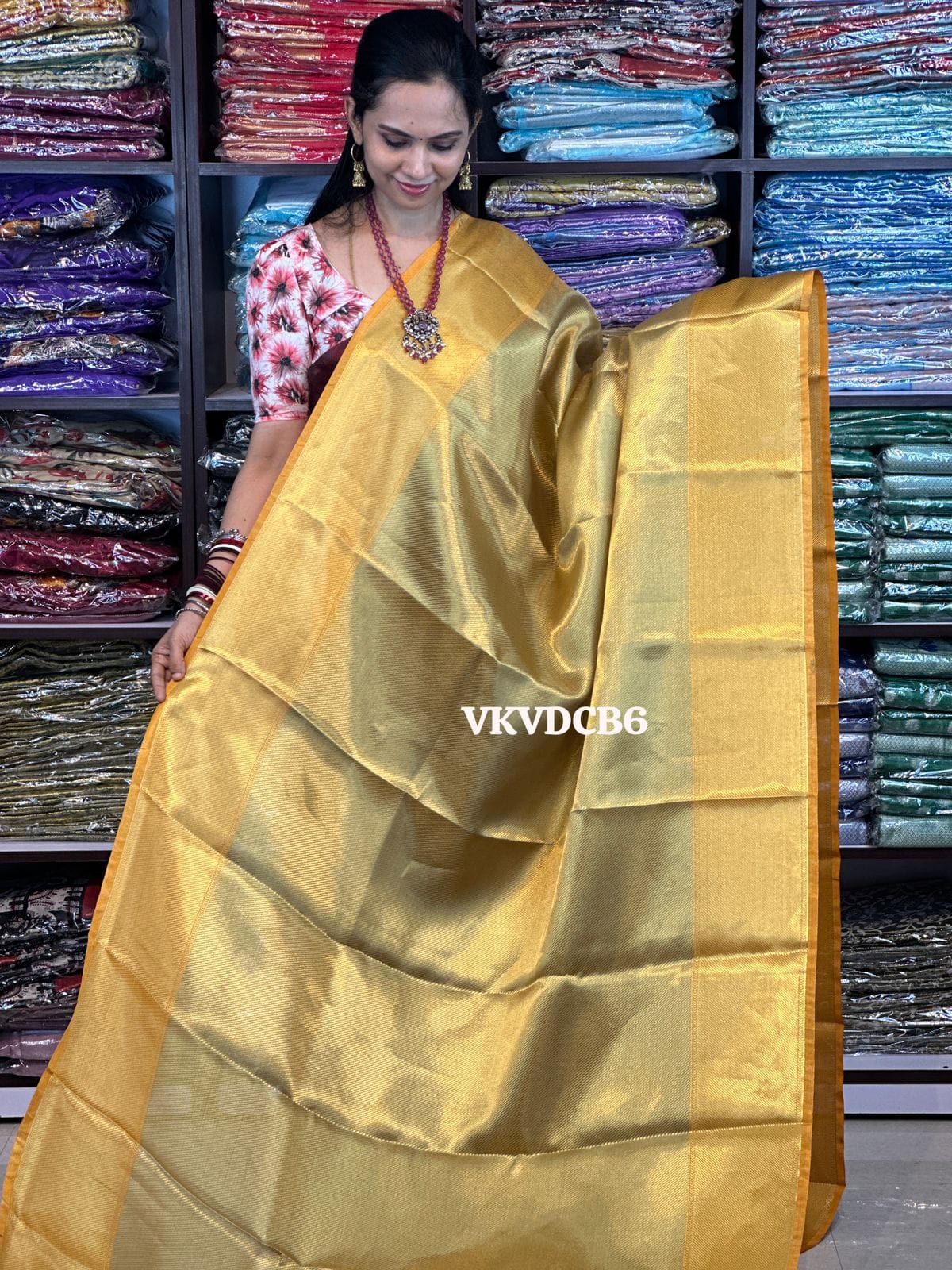 Jothika saree in golden color katan soft silk