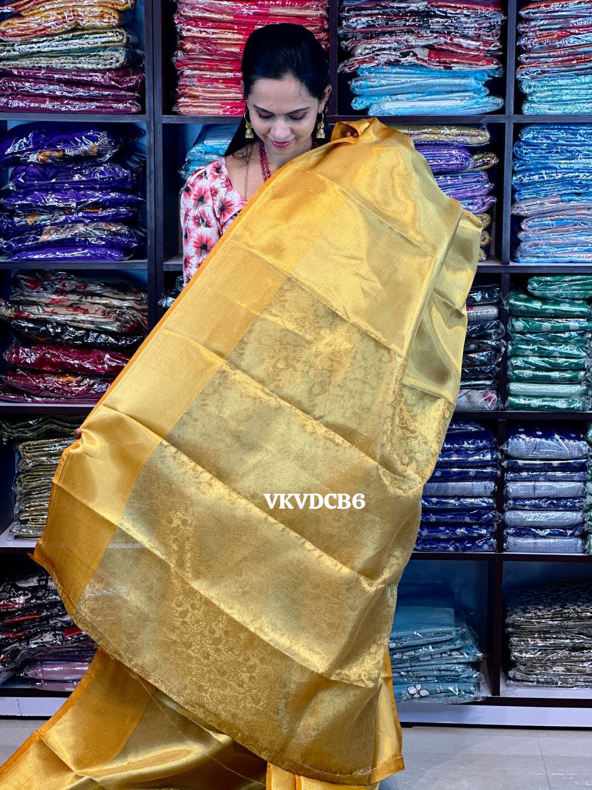 Jothika saree in golden color katan soft silk