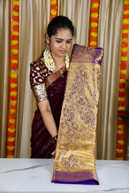 Kanchi inspired semi silk saree.