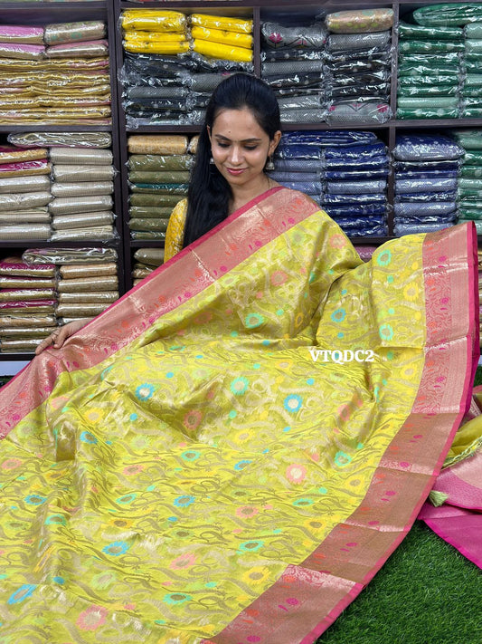 😍Premium quality shining multi color katan silk saree.