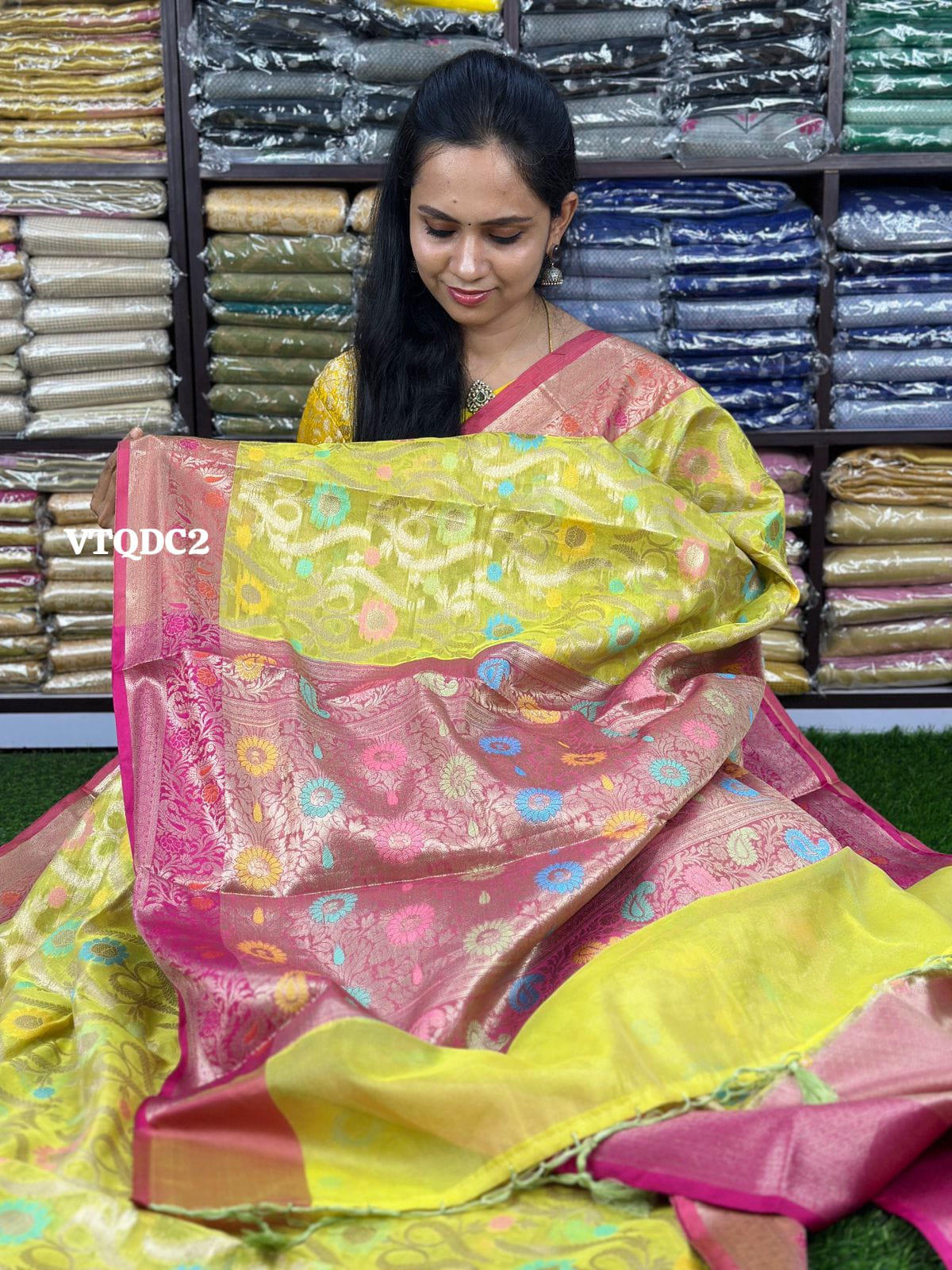 Offer🥳 Premium quality shining multi color katan silk saree 😍