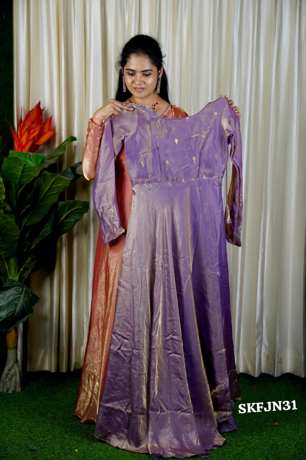 space silk dress Crush space silk anarkali dress