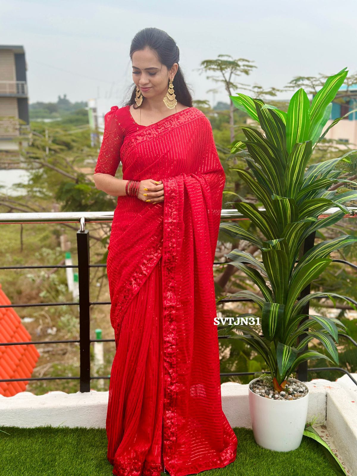 Offer Premium party wear saree with sequence work 🥳
