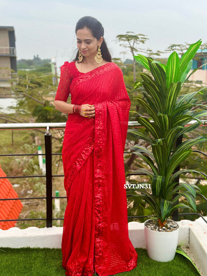 Offer Premium party wear saree with sequence work 🥳