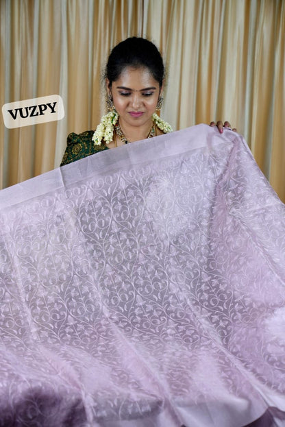 Embroidery tissue saree ⌛