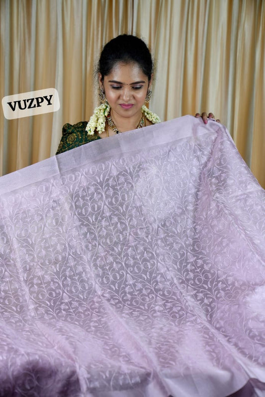 Embroidery tissue saree ⌛