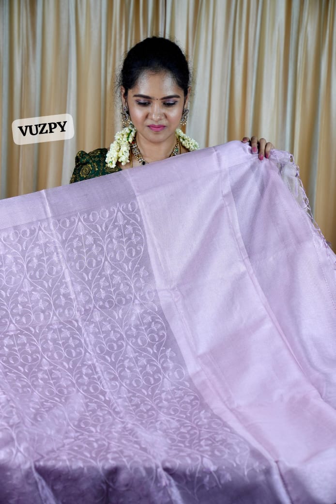 Embroidery tissue saree ⌛