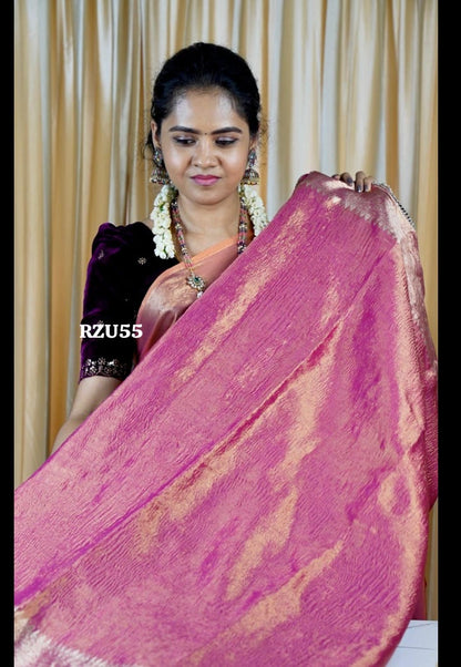 Premium Crushed tissue lace with heavy blouse 🥳
