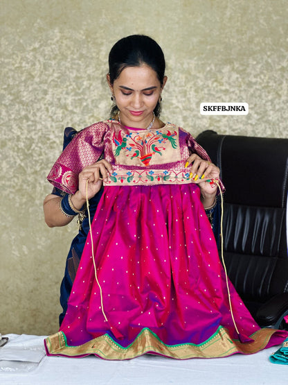 🥳Paithani soft silk kids lehanga with belt. 1-13 years . Mention size in first line of adress