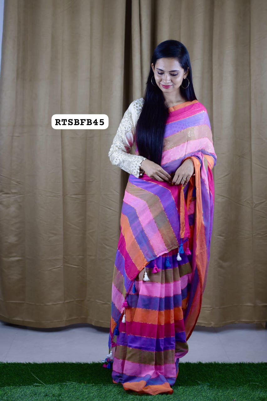 Soft linen cotton saree with readymade blouse❌