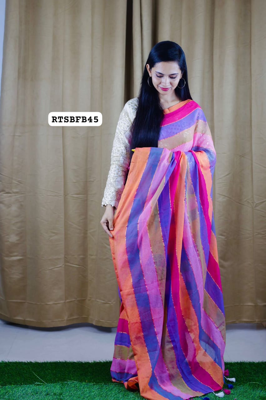 Soft linen cotton saree with readymade blouse❌