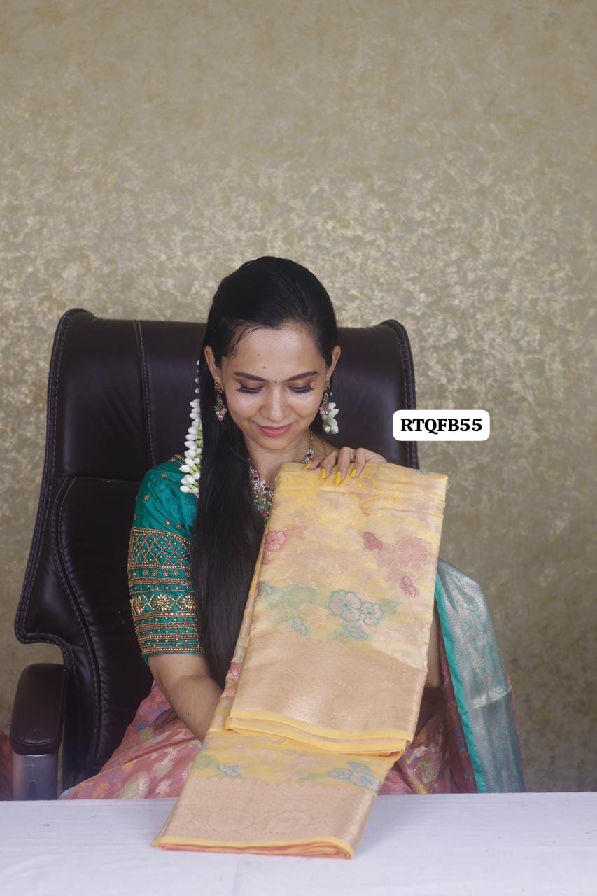 OfferPremium quality shining multiple color katan silk saree❌